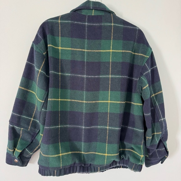 H & M Divided Letterman Varsity Plaid Navy Blue & Green Bomber Jacket Men’s S - Picture 5 of 10